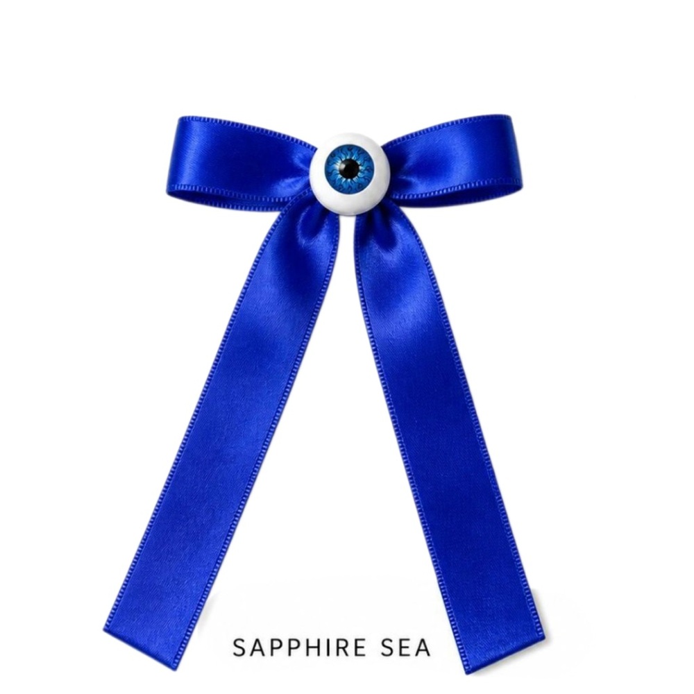 Bow Eyeball Clip – 5/8” Ribbon - Sapphire Sea